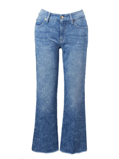Cambio PARIS Print Easy Kick Fringed Jeans