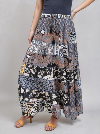 Cienna STEVIE Patchwork Maxi Skirt 