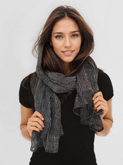 GDCollective ALICE Stripes Black Print Scarf Pareo